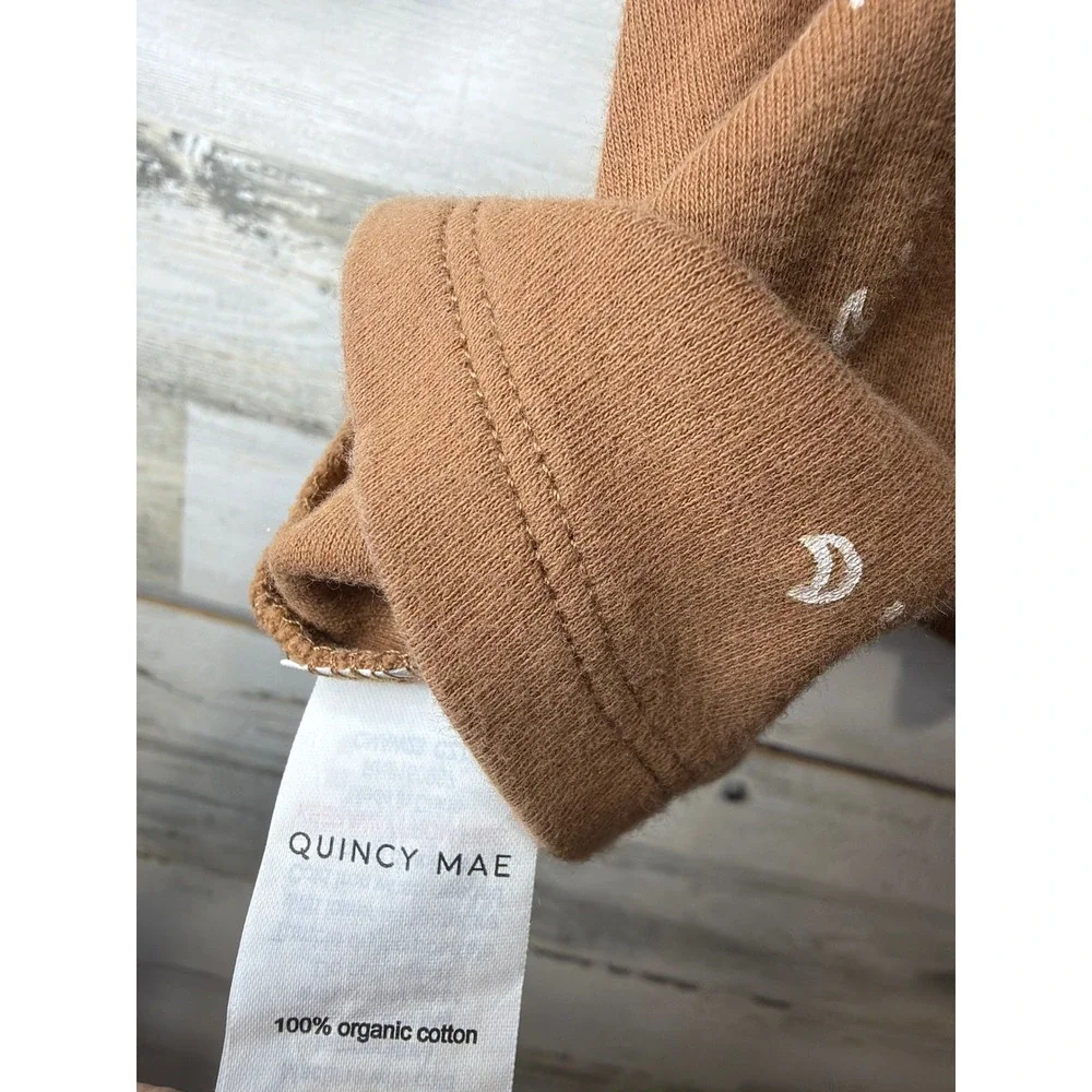 Quincy Mae Dress Girls 4/5 Brown Organic Cotton Celestial Boho EUC